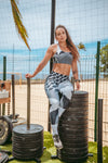Brassière de Sport Rembourrée Précision Géométrique Blanc & Gris