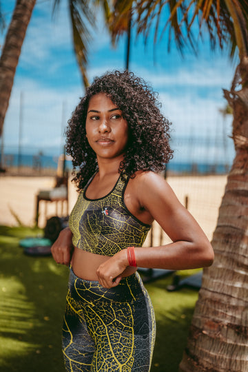 Brassière de Sport Rembourrée Précision Feuille Dorée