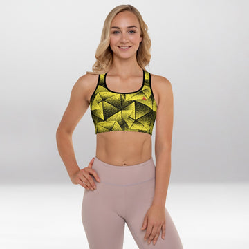 Brassière de Sport Rembourrée Précision Géométrique Jaune