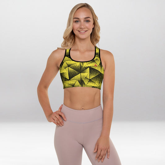 Brassière de Sport Rembourrée Précision Géométrique Jaune