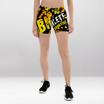 Short Court Femme Jaune Graffiti