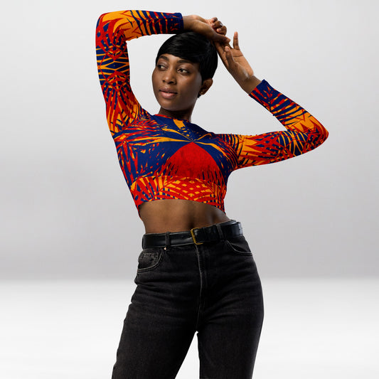 Crop Top Manches Longues Femme – La Réunion en Couleurs