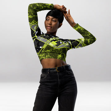 Crop Top Manches Longues Femme – Vert Citron