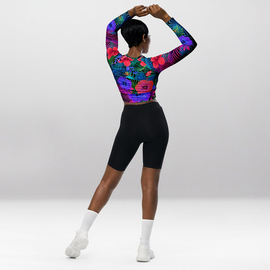 Crop Top Manches Longues Femme – Jardin au Clair de Lune