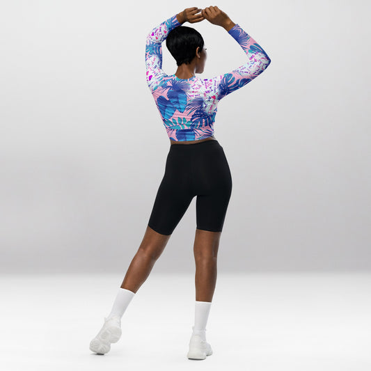 Crop Top Manches Longues Rose Femme – Je T’aime