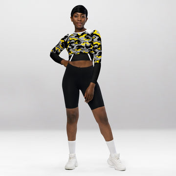 Crop Top Manches Longues Femme – Football Américain Jaune