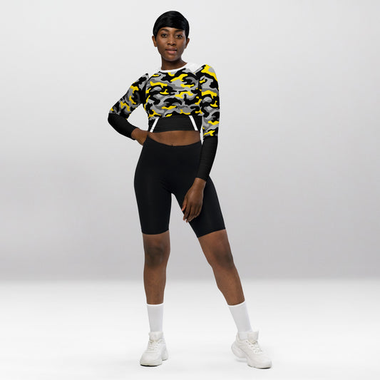Crop Top Manches Longues Femme – Football Américain Jaune