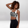 Brassière de Sport Rembourrée Précision Géométrique Blanc & Gris