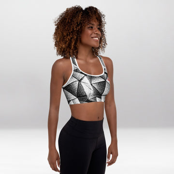 Brassière de Sport Rembourrée Précision Géométrique Noire