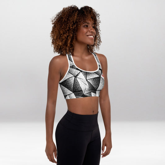 Brassière de Sport Rembourrée Précision Géométrique Noire