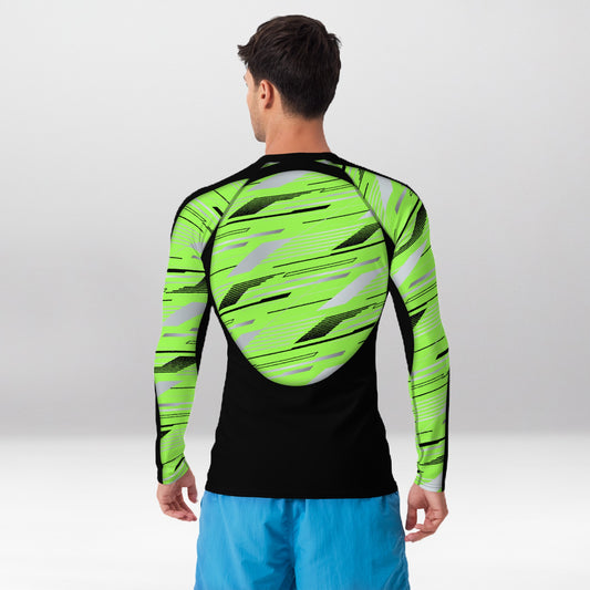 Rashguard Homme Ajusté Musclé – Vert Tranchant