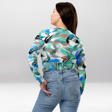 Crop Top Manches Longues Femme – Art Abstrait