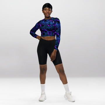 Crop Top Manches Longues Femme – Nuit de Givre Violette