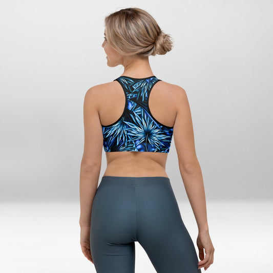 Brassière de Sport Rembourrée Précision Nuit de Givre Bleu