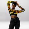 Crop Top Manches Longues Femme – Jaune Graffiti