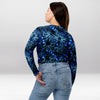 Crop Top Manches Longues Femme – Nuit de Givre Bleue