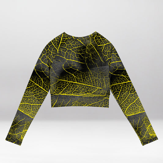 Crop Top Manches Longues Femme – Feuille Dorée