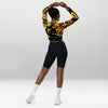 Crop Top Manches Longues Femme – Jaune Graffiti