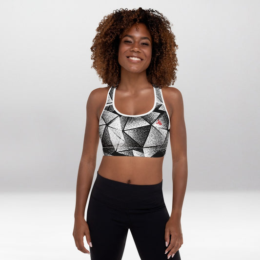 Brassière de Sport Rembourrée Précision Géométrique Noire