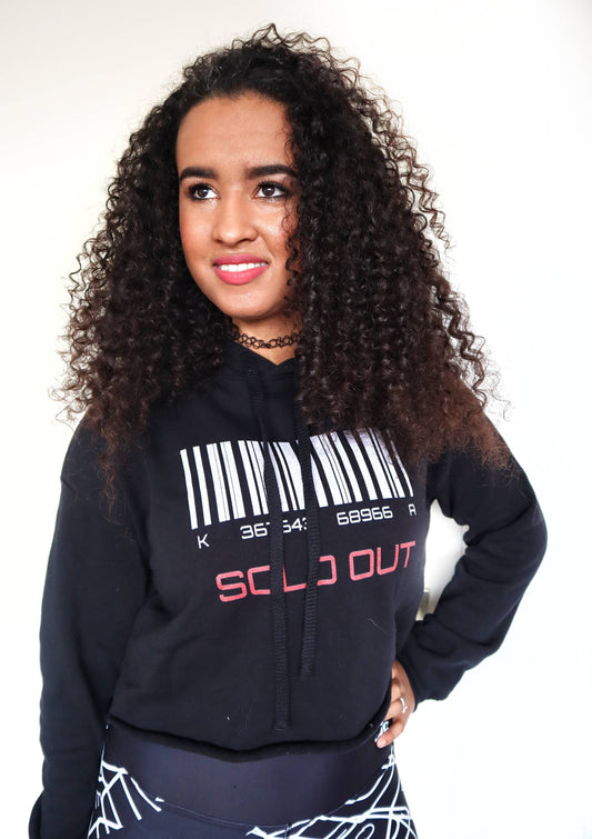 Sweat Court à Capuche Noir Femme | Code-Barres Édition Épuisée