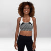 Brassière de Sport Rembourrée Précision Géométrique Blanc & Gris