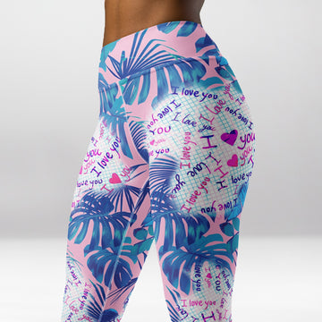 Legging d’Entraînement Rose Je T’aime