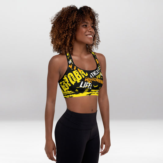 Brassière de Sport Femme Jaune Graffiti Rembourrée