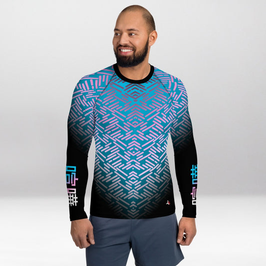 Rashguard Homme Ajusté Musclé – Dégradé Bleu